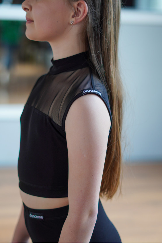 Топ TP937 для дівчинки, чорний, масло, сітка