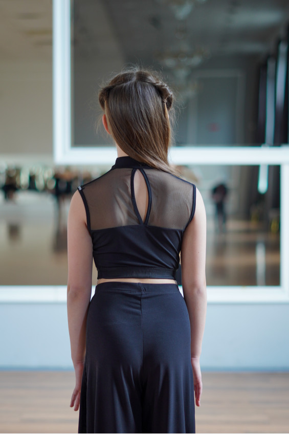 Топ TP937 для дівчинки, чорний, масло, сітка