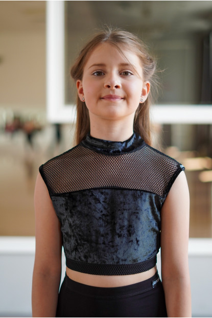 Топ TP937-13C-17 for a girl, Black, velvet, mesh