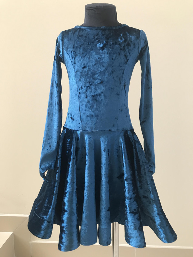 Juvenile dress BS420DR-13С# for a girl, Sea wave, velvet