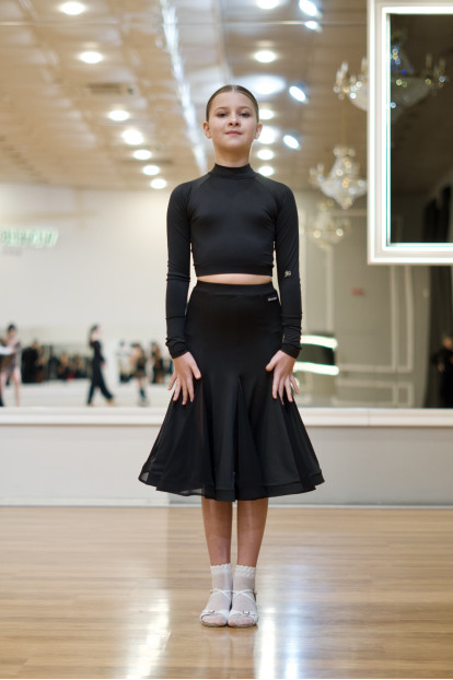 Юбка US905# для дівчинки, чорний, креп, сітка