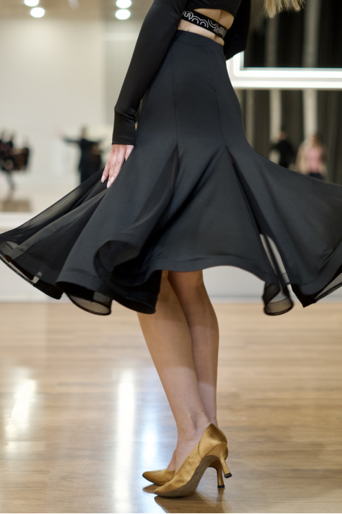 Юбка US905# жіноча, чорний, креп, сітка