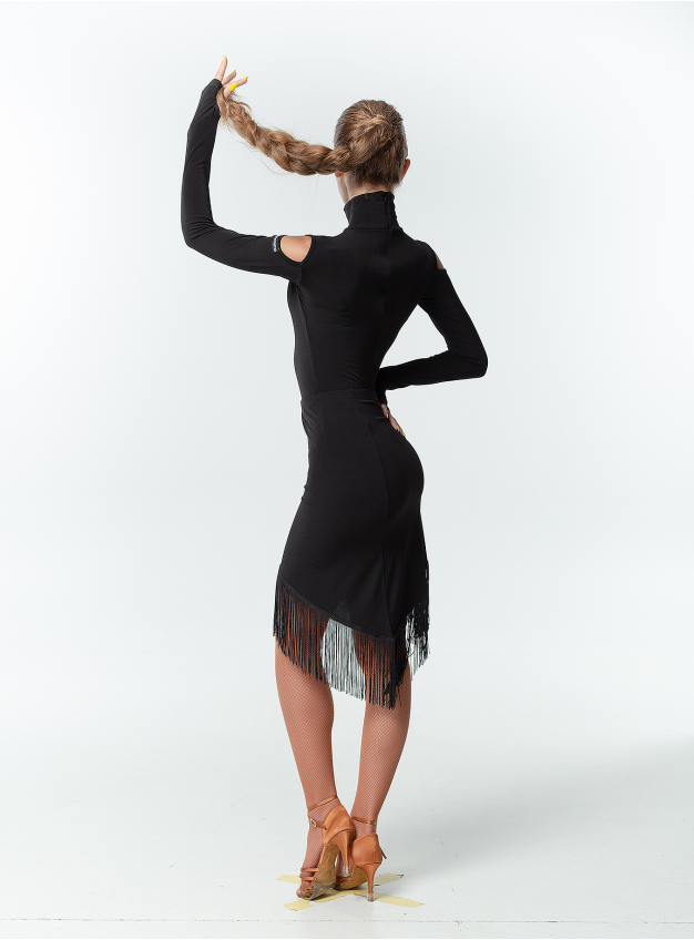 Спідниця UL712-14 жіноча, чорний, масло, бахрома