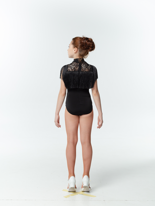 Купальник K504-11 для дівчинки, чорний, масло, гіпюр