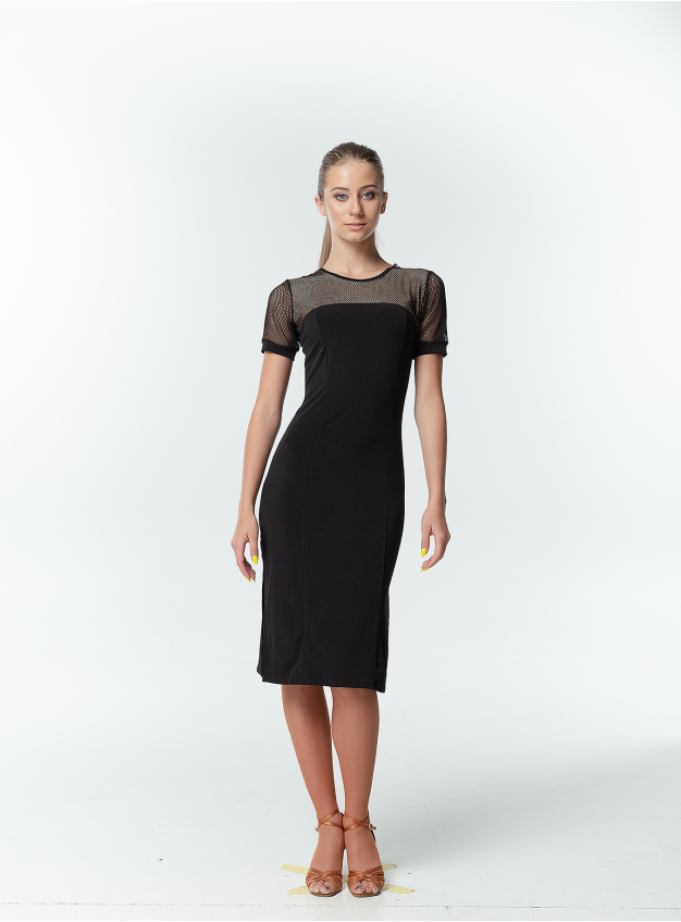 Платье PL703-17 женская, черный, масло, сетка