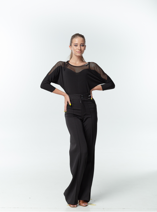 Dance Top BL153-17 female, Black, crepe, mesh