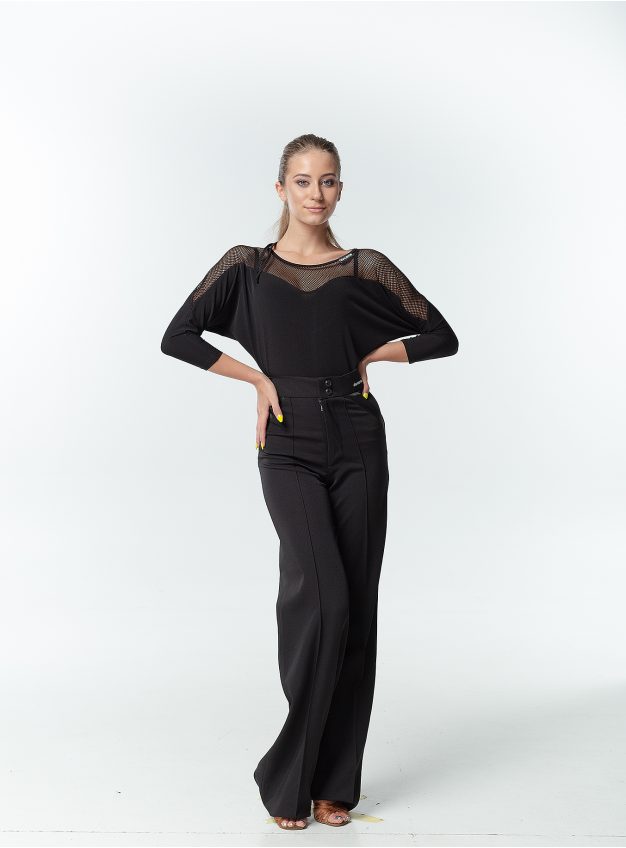 Блуза BL153-17 жіноча, чорний, масло, сітка