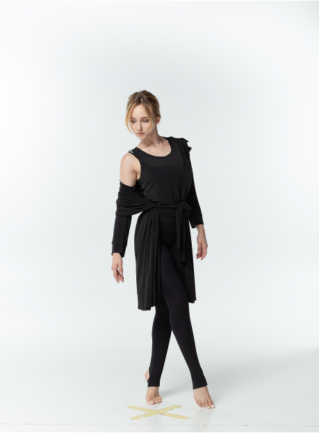 Kimono dress PH726DR for a girl, Black, crepe