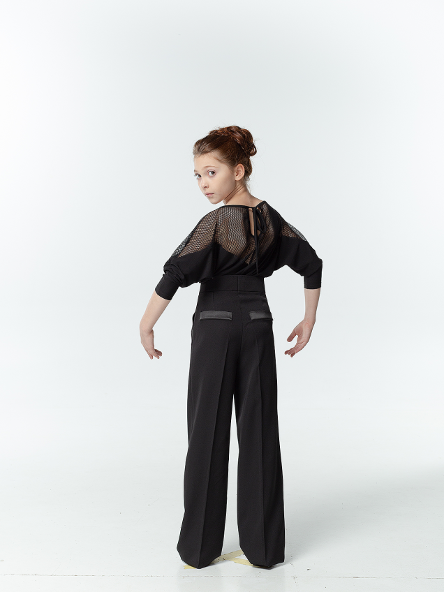 Штани BR702 для дівчинки, чорний, костюмна тканина, атлас