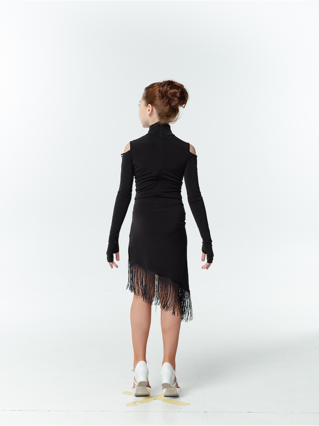 Спідниця UL712-14 для дівчинки, чорний, масло, бахрома