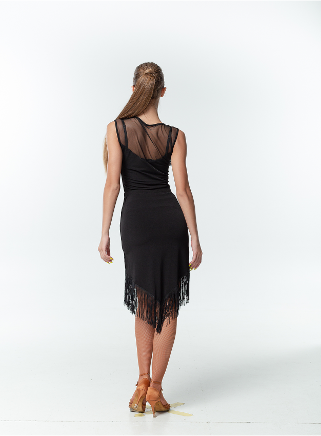 Спідниця UL259-14 жіноча, чорний, масло, бахрома