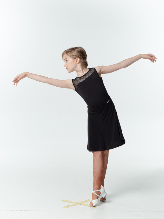 Блуза BL119-17 для дівчинки, чорний, масло, сітка