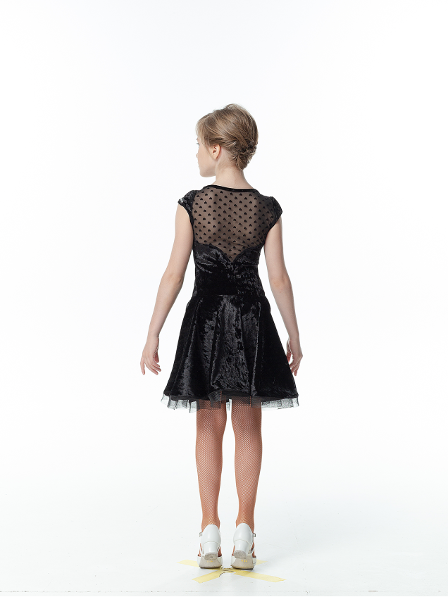 Dress PL334-13С-19# for a girl, Black, velvet, mesh