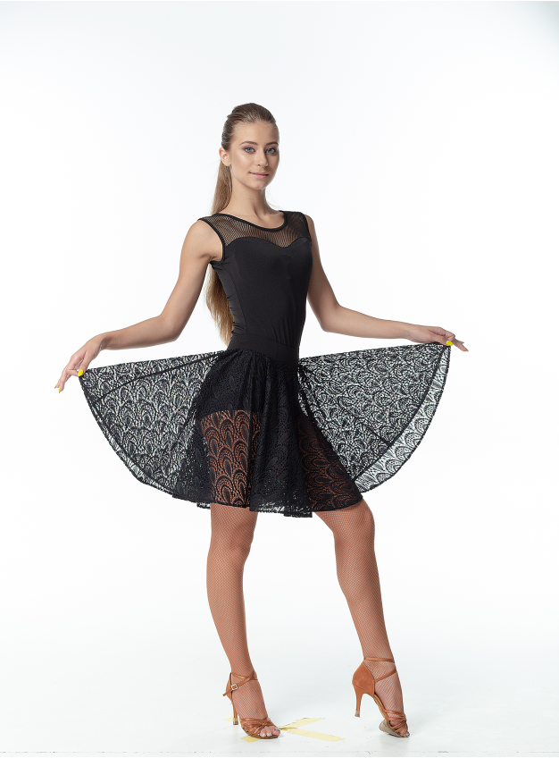 Dance Me Latin Skirt UL714# Women's, Oil Guipure Crinoline, Black