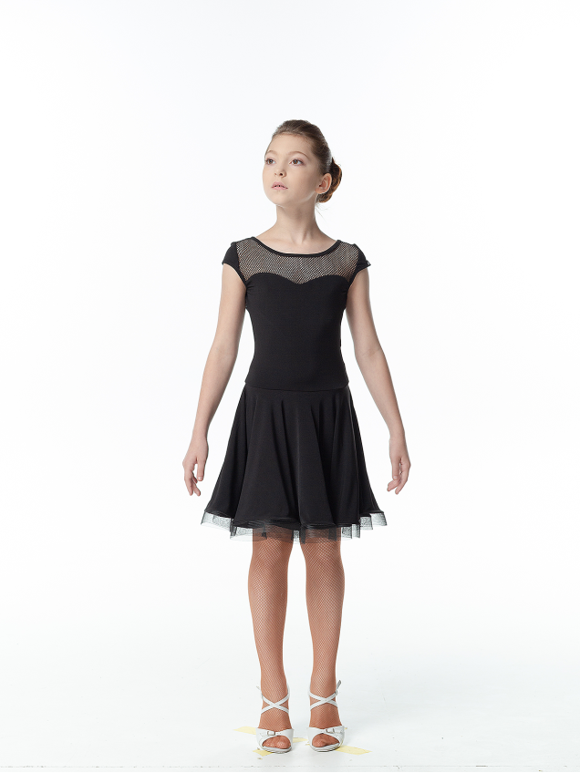 Dress PL334-17# for a girl, Black, crepe, mesh