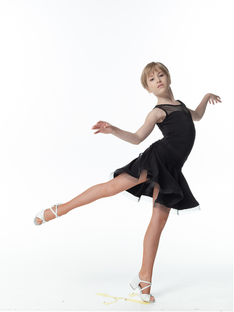 Skirt UL394-17# for a girl, Black, crepe, mesh