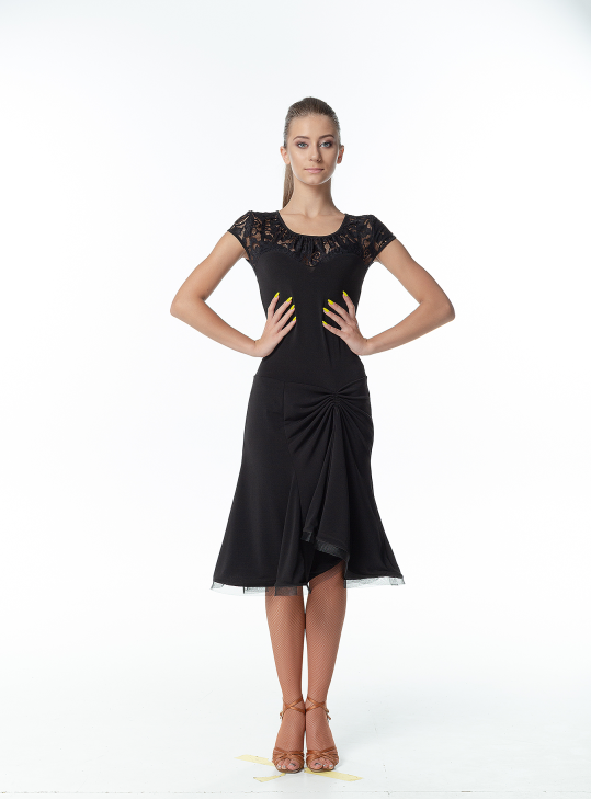 Dress PL422-11# female, Black, crepe, lace