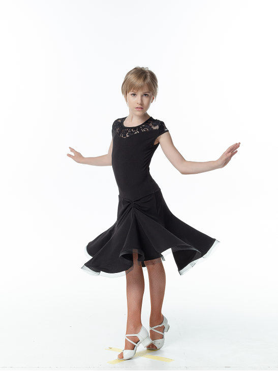 Dress PL422-11# for a girl, Black, crepe, lace