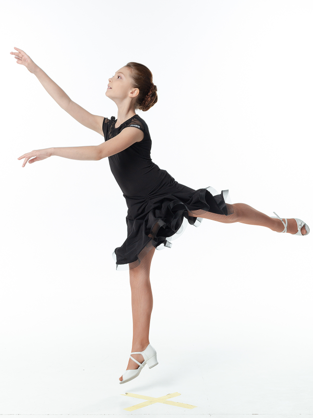 Dress PL422-17# for a girl, Black, crepe, mesh