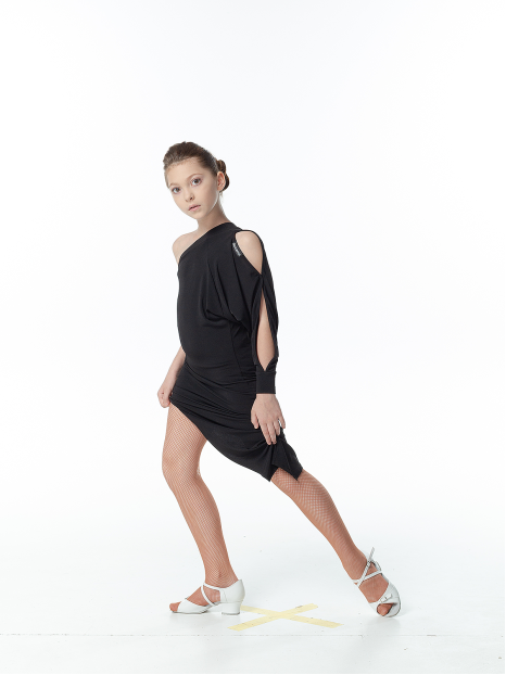 Dress PL169 for a girl, Black, crepe