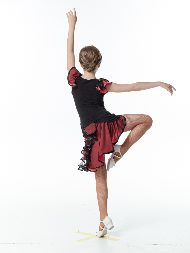 Спідниця UL48-5 для дівчинки, чорн/корал, масло, сітка