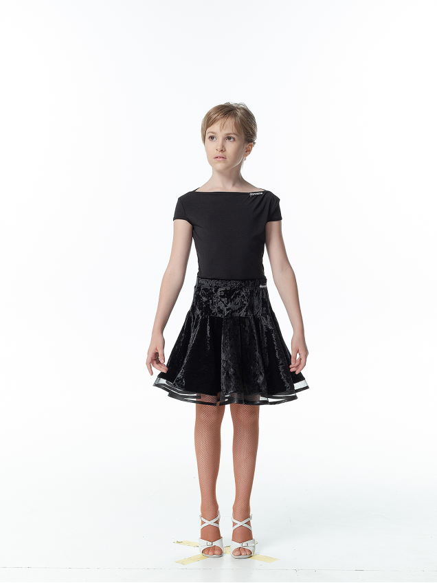 Blouse BL353KR for girl, black, crepe