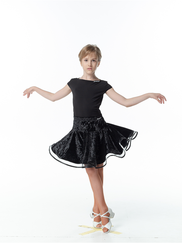 Blouse BL353KR for girl, black, crepe