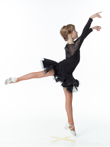 Юбка UL76-14# для девочки, черный, масло, сетка