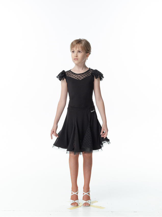 Dance Me Blouse for girls BL336-19, crepe/mesh, black