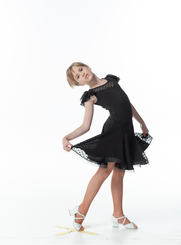 Юбка детская Латина UL268-19-14# DANCEME, масло+сетка, черный