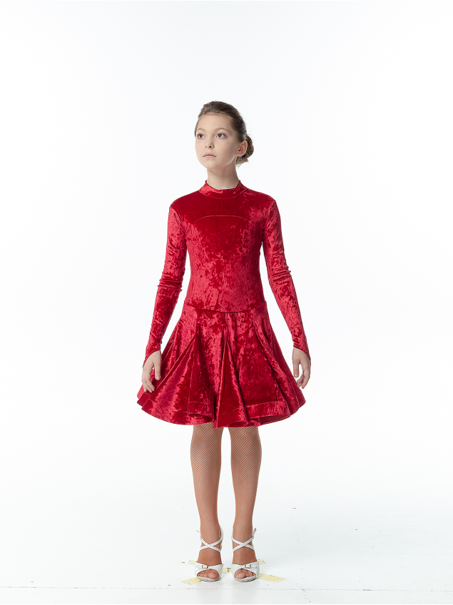Juvenile dress BS513DR-13С# for a girl, Red, velvet
