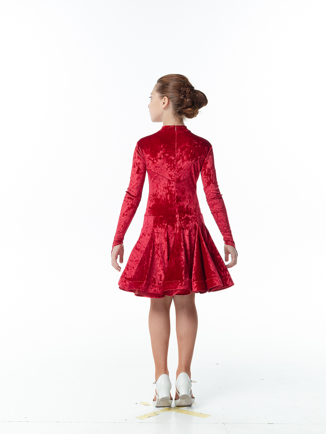 Juvenile dress BS513DR-13С# for a girl, Red, velvet