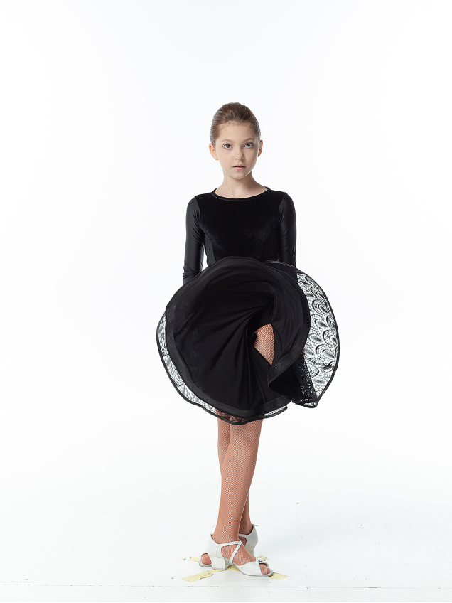 Dance Me Рейтинговые платья / Бейсик BS716DR-274-11#, черный, бифлекс+гипюр+барх...