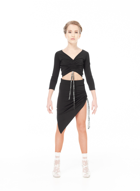 Crop Top TP777 for a girl, black, crepe