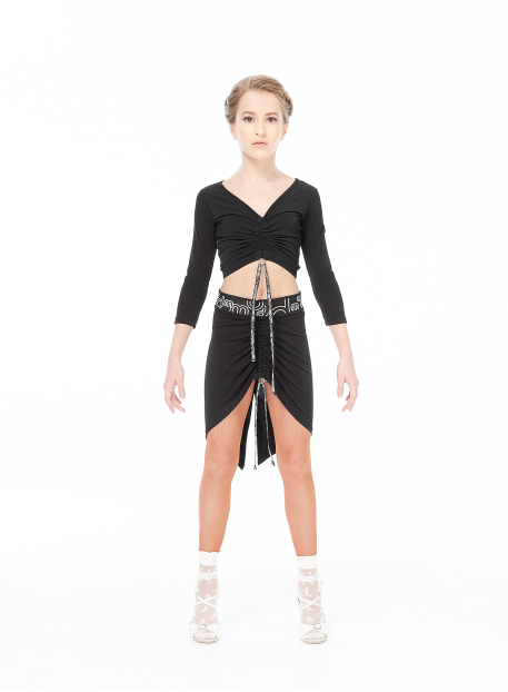 Crop Top TP777 for a girl, black, crepe