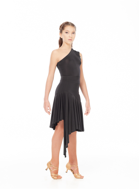 Skirt UL569-14 for a girl, Black, crepe