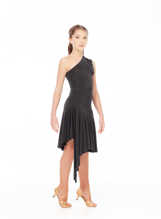 Skirt UL569-14 for a girl, Black, crepe