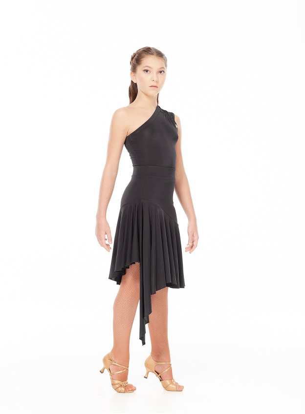 Skirt UL569-14 for a girl, Black, crepe