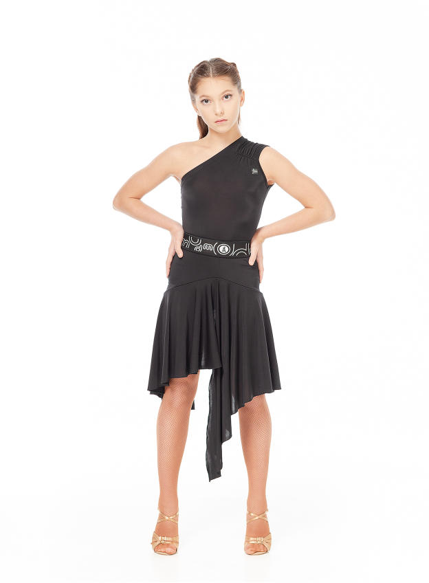 Skirt UL569-14 for a girl, Black, crepe
