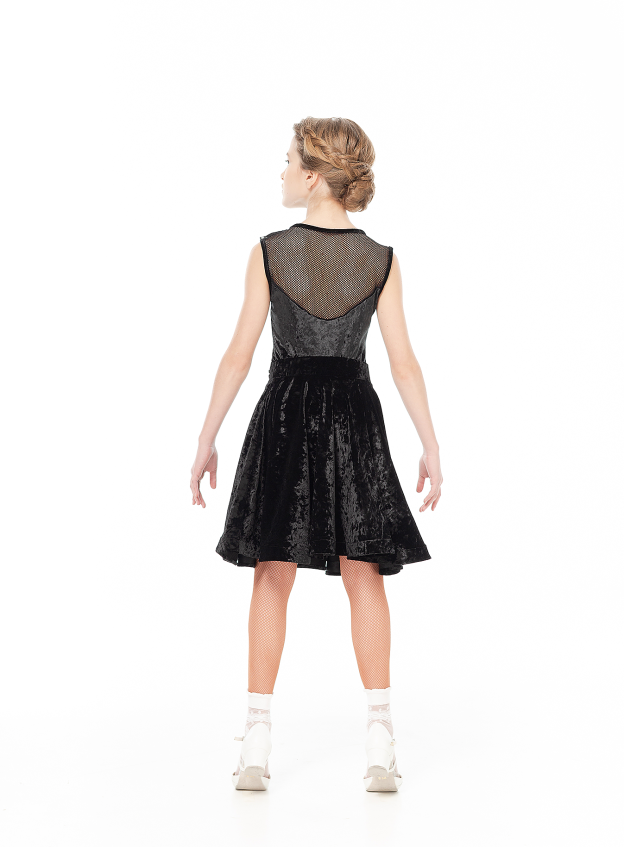 Блуза BL221-13C-8 для дівчинки, чорний, бархат, сітка