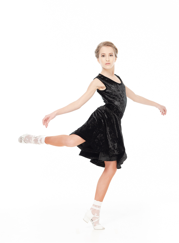 Блуза BL221-13C-8 для дівчинки, чорний, бархат, сітка