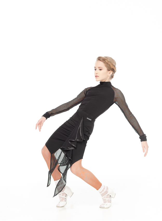 Спідниця UL245-17-14 для дівчинки, чорний, масло, сітка