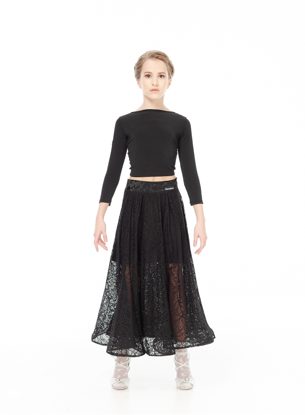 Dance Me Юбка US435-11# детская, масло/гипюр+бархат/кринолин, черный