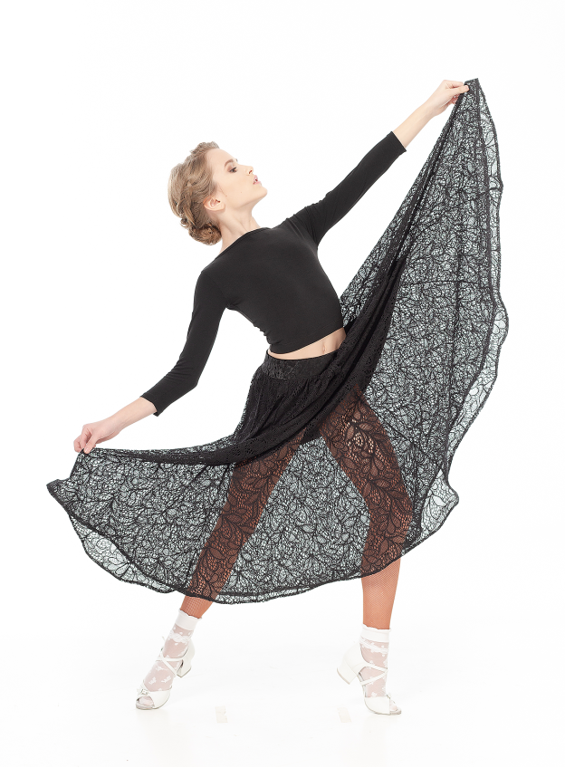 Dance Me Юбка US435-11# детская, масло/гипюр+бархат/кринолин, черный