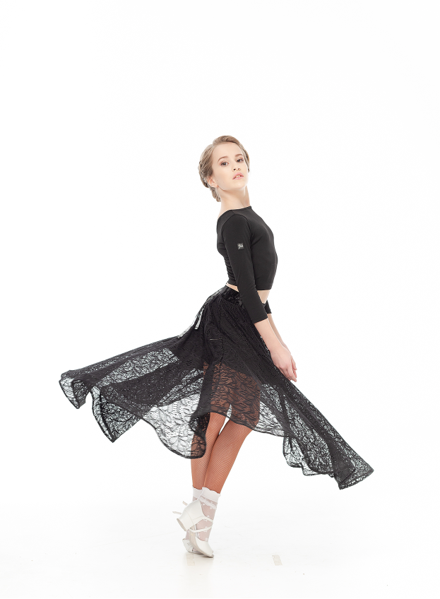 Dance Me Юбка US435-11# детская, масло/гипюр+бархат/кринолин, черный