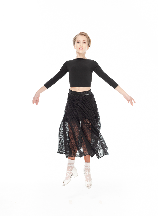 Dance Me Юбка US435-11# детская, масло/гипюр+бархат/кринолин, черный