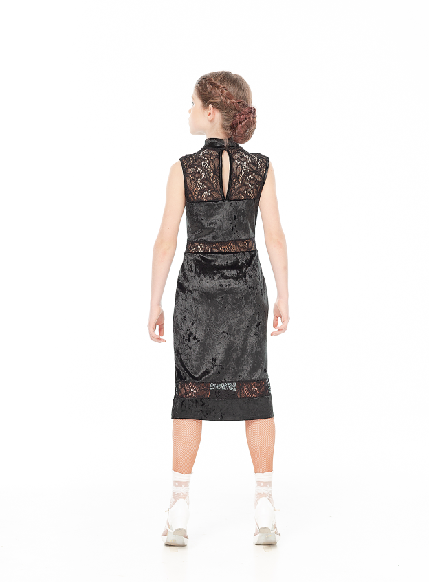 Dance Me Платье PL436-13-11 детское, бархат/гипюр, черный