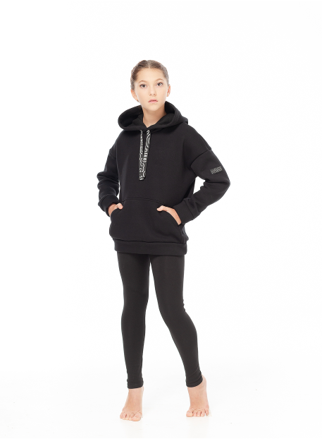 Худи для девочки XD793 черный, хлопок