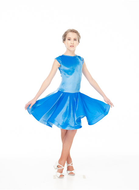 Dance Me Juvenile dress BS509-13V# children's, Italian velvet/crinaline, light blue