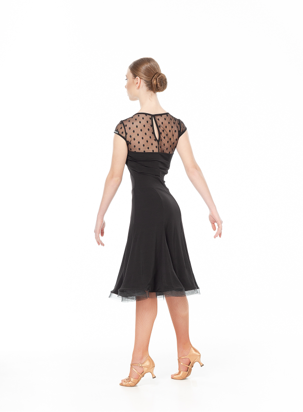 Женское платье для латины Dance Me PL422-6#, Масло+сетка, Черный